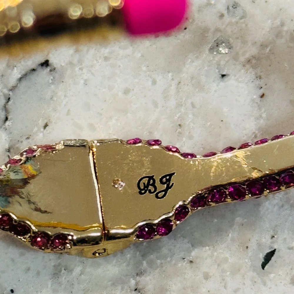 Betsey Johnson Rainbow Pave’ Pencil Cuff Bracelet Multi Color